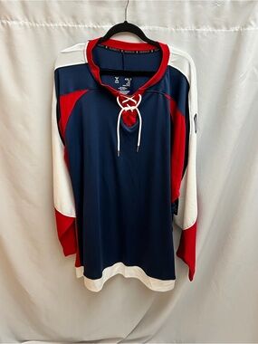 Xersion Men’s 4XLT Hockey Jersey Navy Red White Lace Up Athletic NWT
